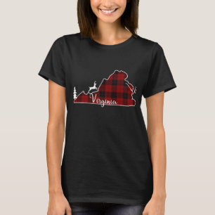 State Virginia Christmas Tree Plaid Deer T-Shirt