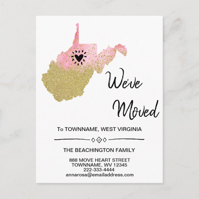 *~* STATE WEST VIRGINIA New Home Address Moving *  Announcement Postcard (Front)