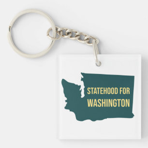 Statehood for Washington Retro Minimalist Joke Key Ring