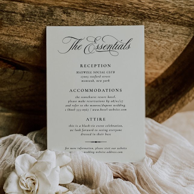 Stately Calligraphy Wedding Details Card (Creator Uploaded)