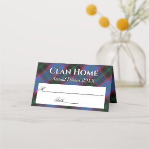 Stately Clan Home Hume Tartan Motto Place Card