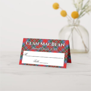 Stately Clan MacBean MacBain Tartan Motto Place Card