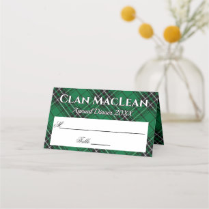 Stately Clan MacLean Hunting Tartan Motto Place Card