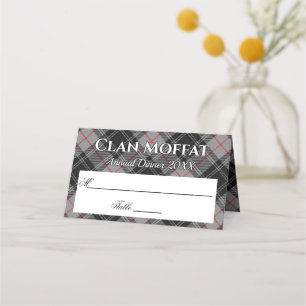 Stately Clan Moffat Tartan Motto Place Card