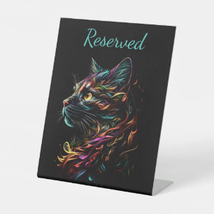 Stately Feline Profile Pedestal Sign
