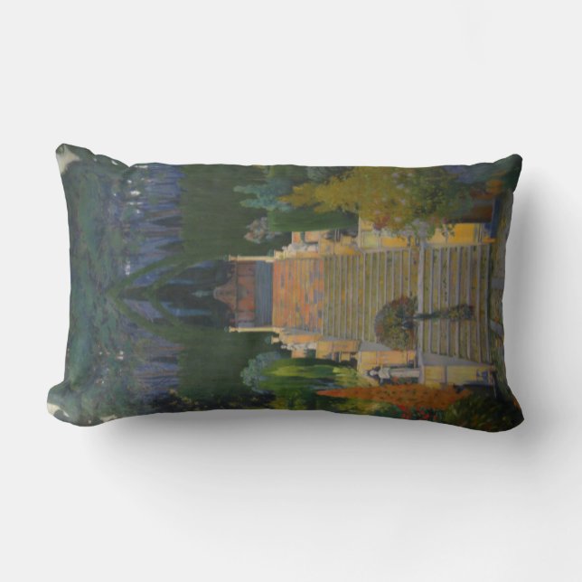 Stately Garden in Mallorca (by Santiago Rusiñol) Lumbar Cushion (Front)