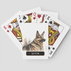 Stately German Shepard Dog Personalise Playing Cards