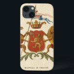 Stately Heraldic Badge with Griffin and Lion iPhone 13 Case<br><div class="desc">This handsome heraldic badge features a griffin and a lion. The lion is holding a shield while the griffin holds a spear with Latin words that translate to "The Power of True Nobility." Show off your true nobility with this stately print!</div>