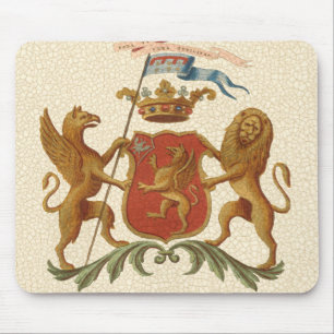 Stately Heraldic Badge with Griffin and Lion Mouse Mat