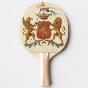Stately Heraldic Badge with Griffin and Lion Ping Pong Paddle