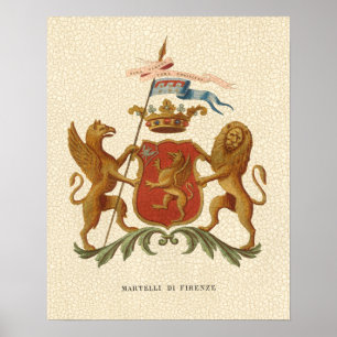 Stately Heraldic Badge with Griffin and Lion Poster