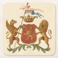 Stately Heraldic Badge with Griffin and Lion
