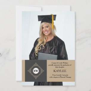 Stately Initial Photo Graduation Announcement