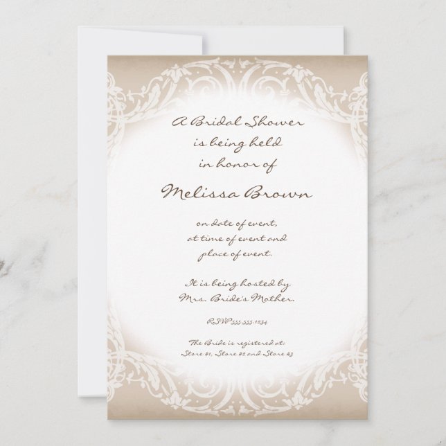 Stately Peacock w Swirl Branch Wedding Invitation (Front)