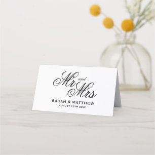 Stately script typography Mr & Mrs wedding Place Card