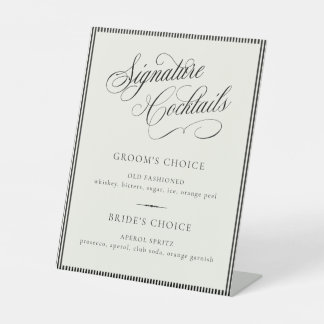STATELY Signature Cocktails Wedding Bar Menu Pedestal Sign
