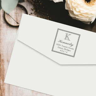 Stately Square Monogram Initial Return Address Self-inking Stamp