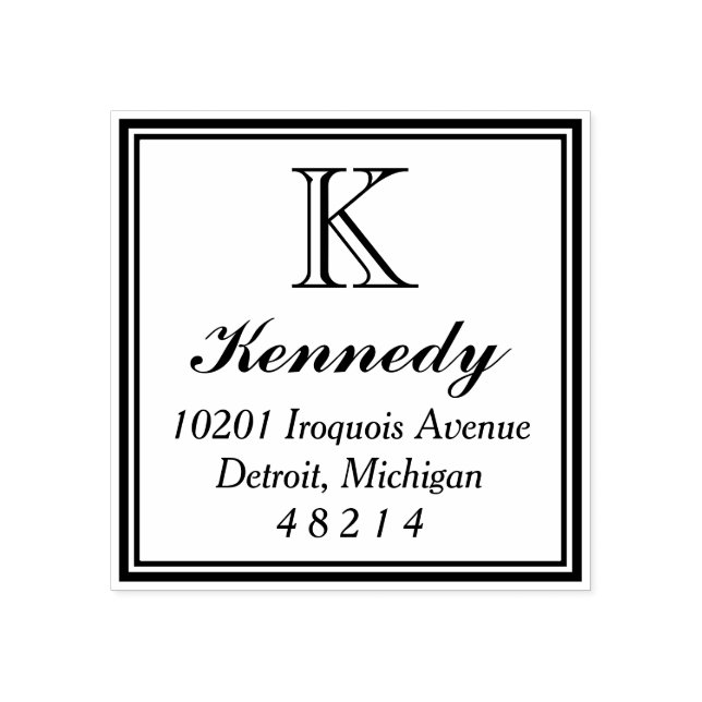 Stately Square | Monogram Return Address Rubber Stamp (Imprint)