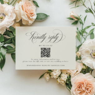 Stately Stripes Wedding QR Code RSVP Card