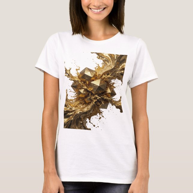 Statement Gold ABSTRACT ART Wearable Art T-Shirt (Front)