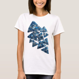 Statement Grey BLUE TREE 3D Text Art T-Shirt