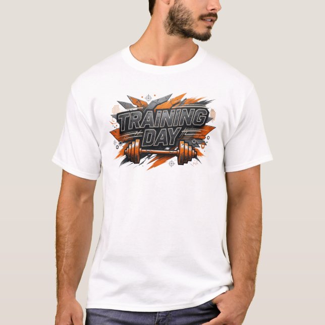 Statement Orange TRAINING DAY Wearable Art T-Shirt (Front)