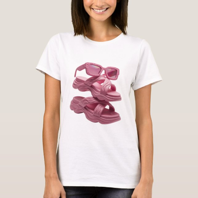 Statement Pink ABSTRACT ART Artistic Motif T-Shirt (Front)