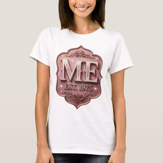Statement Pink ME EST 1975 Print T-Shirt (Front)