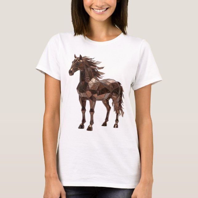 Statement Silver COPPER HORSE 3D Text Art T-Shirt (Front)