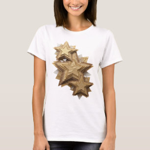 Statement Silver GLOWING GOLDEN STARS Text Design T-Shirt