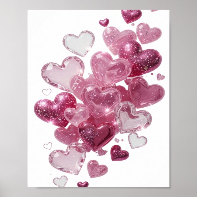 Statement Silver HEARTS IN SPACE Artistic Motif Poster (Front)