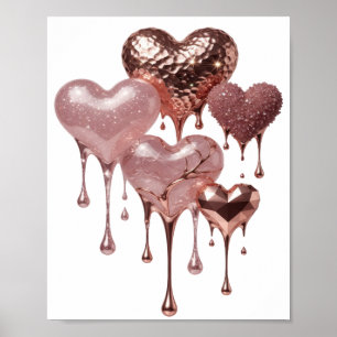 Statement Silver ROSE GOLD HEARTS Poster