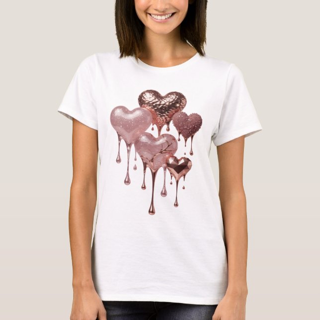 Statement Silver ROSE GOLD HEARTS Slogan Tee (Front)