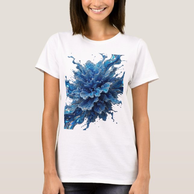 Statement Silver WATER FLOW Wearable Art T-Shirt (Front)