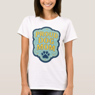 Statement Yellow PROUD DOG MOM Slogan Design T-Shirt