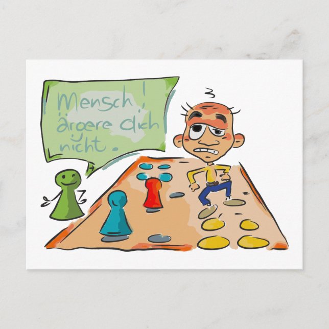 Statementkarte "Mensch ärgere dich nicht" Postcard (Front)