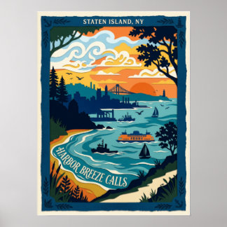 Staten Island Coastal Travel Poster