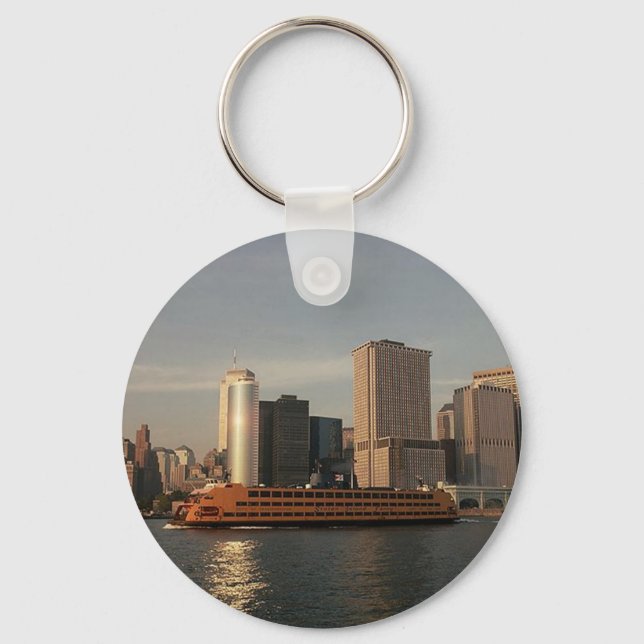 Staten Island Ferry & Twin Towers In Memoriam view Key Ring (Front)