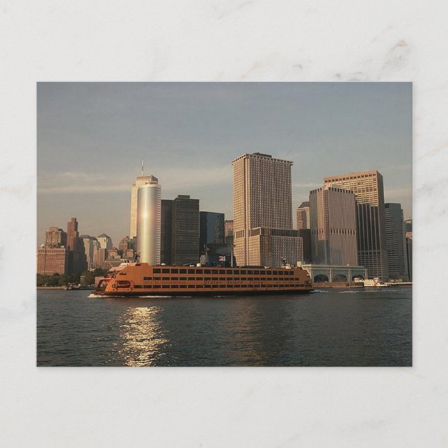 Staten Island Ferry & Twin Towers In Memoriam view Postcard (Front)
