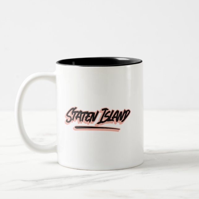 Staten Island Graffiti Style T-Shirt Two-Tone Coffee Mug (Left)
