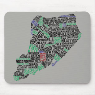 Staten Island New York City Word Art Map Mouse Mat