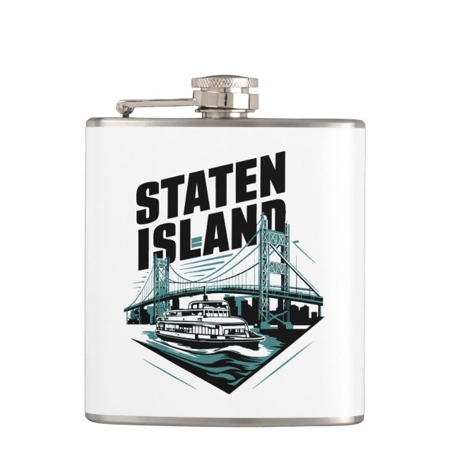 Staten Island New York Ferry Hip Flask (Front)