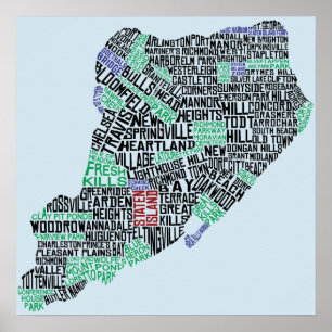Staten Island, New York Map Art Poster