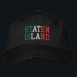 STATEN ISLAND NY Italian Colours Green White Red Embroidered Hat<br><div class="desc">STATEN ISLAND New York Italian Colours Green White Red embroidered on Black cotton hat.  Also available is the option to select choice of hat colour on the main item page.</div>