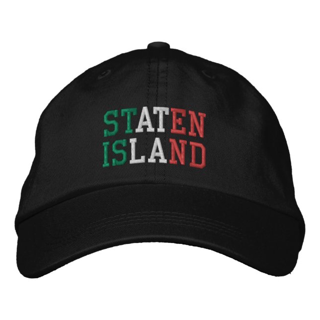 STATEN ISLAND NY Italian Colours Green White Red Embroidered Hat (Front)