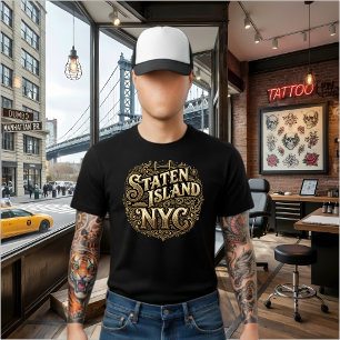 Staten Island NYC Ornate Gold Ferry Bridge Art T-Shirt
