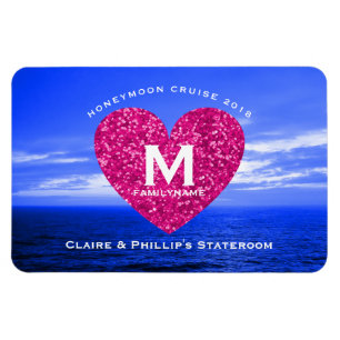 Stateroom Door Marker Honeymoon Cruise Pink Heart Magnet
