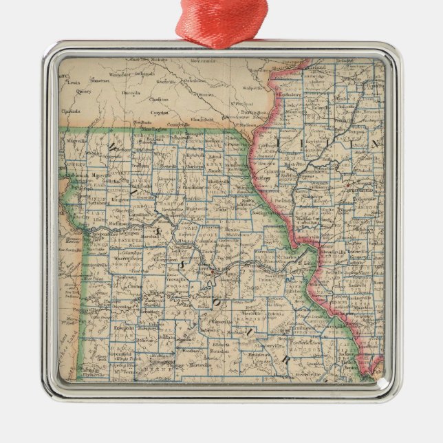 States of Illinois, Missouri, and Arkansas Metal Tree Decoration (Front)