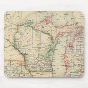 States of Michigan, Wisconsin and Iowa Mouse Mat