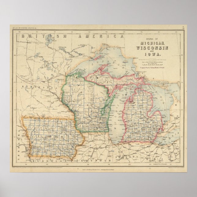 States of Michigan, Wisconsin and Iowa Poster (Front)